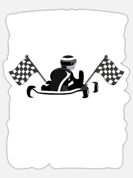 GoKart T shirt - Sticker størrelse S (10 x 10 cm) - mat hvid