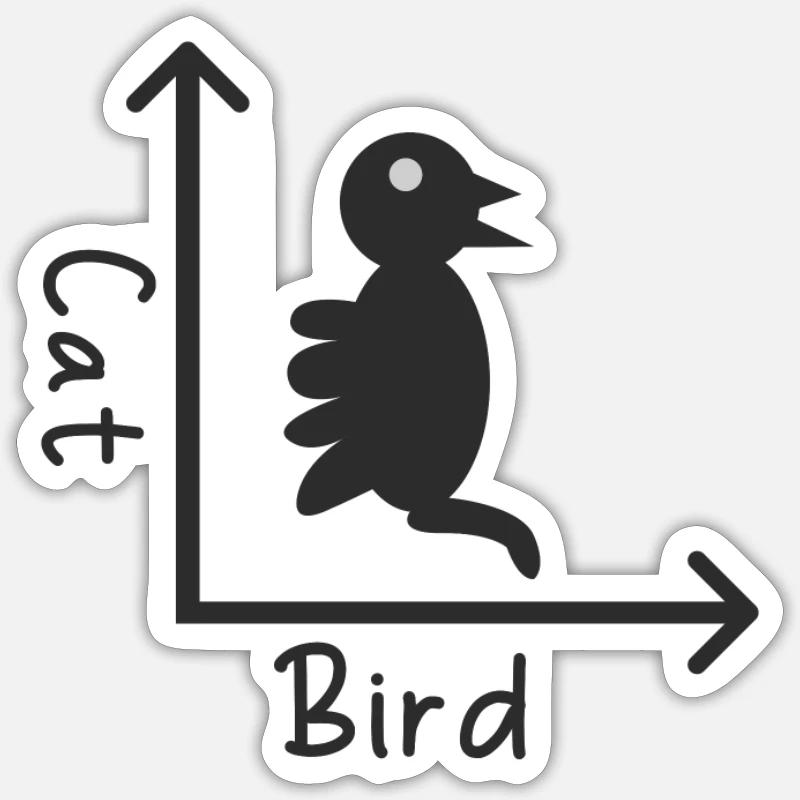 Bird cat, optical illusion - Sticker size S (10 x 10 cm) - white matte