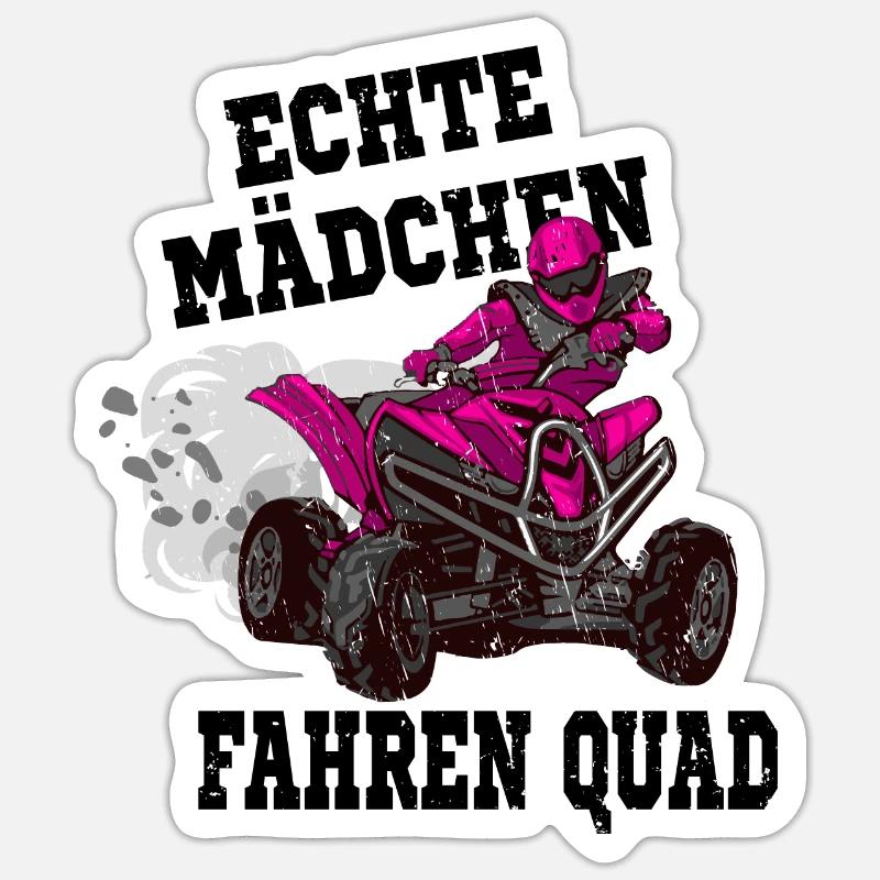 Quad Mädchen - Sticker Größe S (10 x 10 cm) - Mattweiß