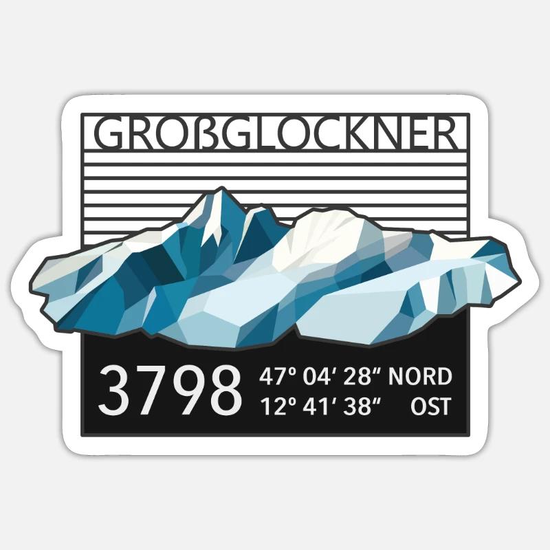 Grossglockner 3798m low poly mountain summit Austria Sticker size S (10 x 10 cm)