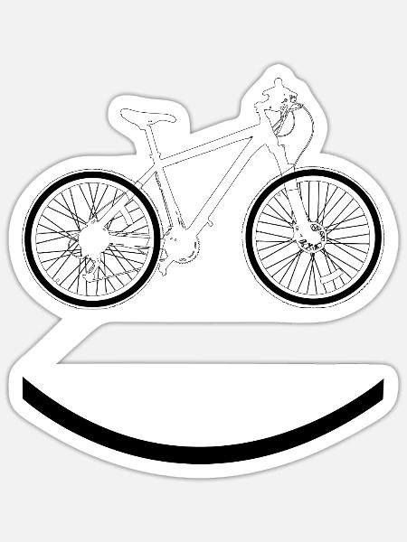 Mountainbike Lustig Fahrradfahren Geschenk - Sticker Größe S (10 x 10 cm) - Mattweiß