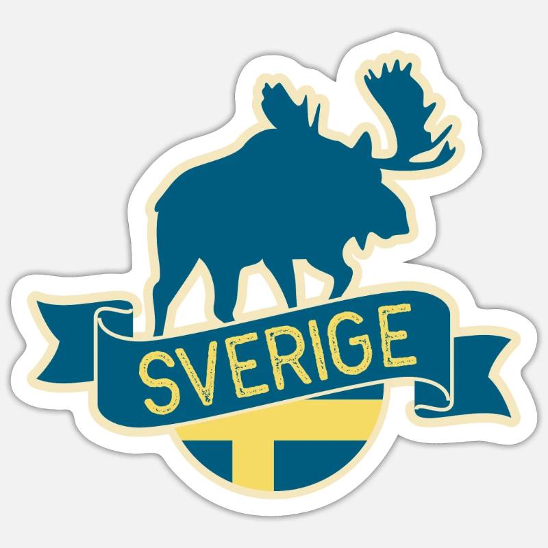 Suède Elch - Sticker taille S (10 x 10 cm) - blanc mat