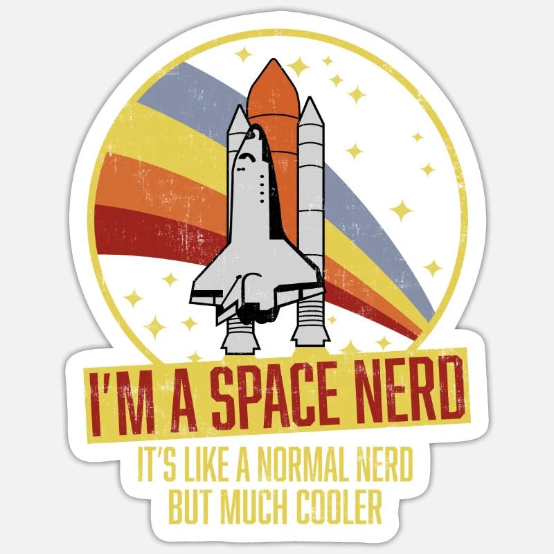Navette spatiale drôle rétro astronome nerd de l'espace Sticker taille S (10 x 10 cm)
