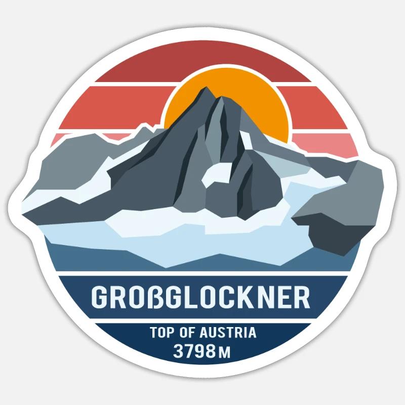 Grossglockner 3798m low poly mountain summit Austria Sticker size S (10 x 10 cm)