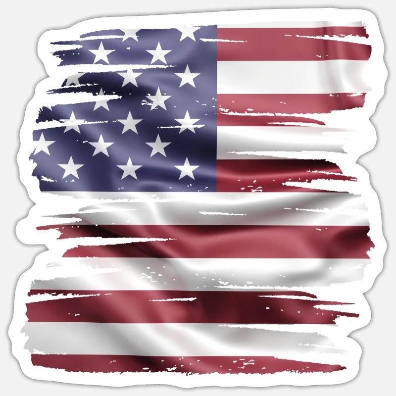 Drapeau américain rétro - Sticker taille S (10 x 10 cm) - blanc mat