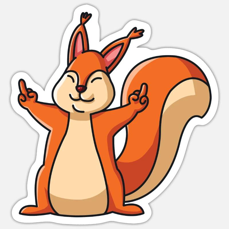 Eichhörnchen Mittelfinger - Sticker Größe S (10 x 10 cm) - Mattweiß
