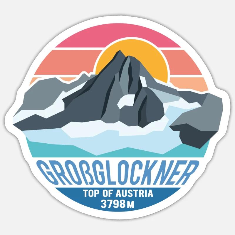 Grossglockner 3798m low poly mountain summit Austria Sticker size S (10 x 10 cm)