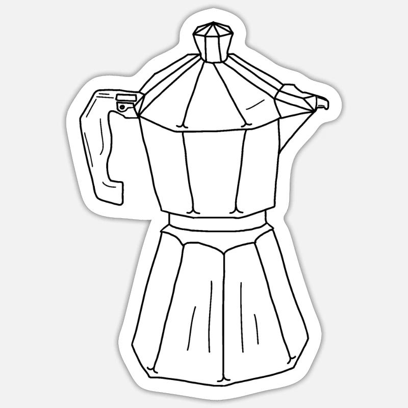 Café café Mokapot Espressokocher - Sticker taille S (10 x 10 cm) - blanc mat