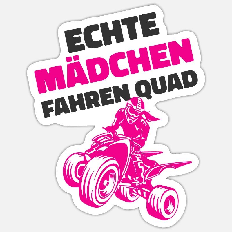 Quad Mädchen - Sticker Größe S (10 x 10 cm) - Mattweiß