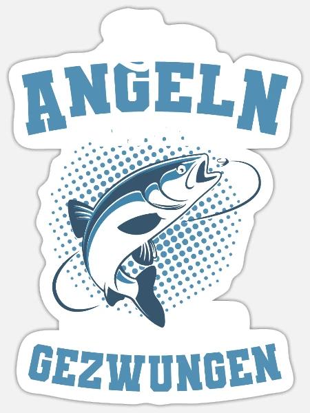Zum Angeln Geboren Angler lustiger Spruch Fischer - Sticker Größe S (10 x 10 cm) - Mattweiß