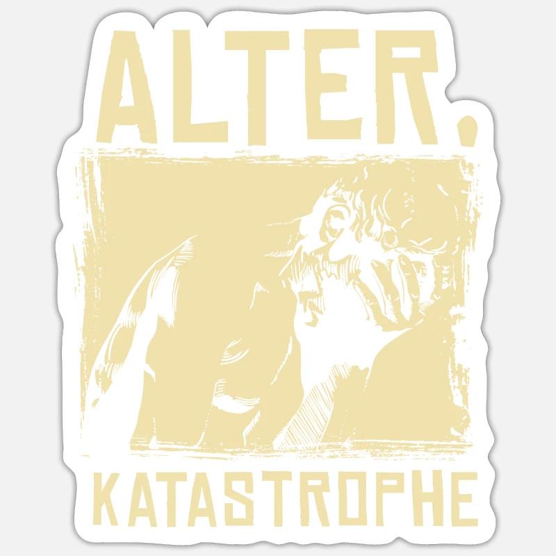 Alter Katastrophe - Sticker Größe S (10 x 10 cm) - Mattweiß
