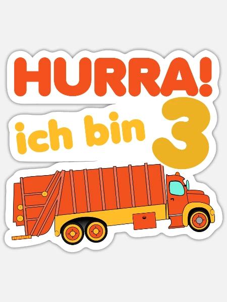 Müllwagen Kindergeburtstag Müllauto - Sticker Größe S (10 x 10 cm) - Mattweiß