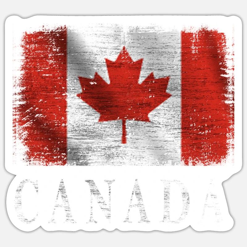 Canada, drapeau du Canada - Sticker taille S (10 x 10 cm) - blanc mat