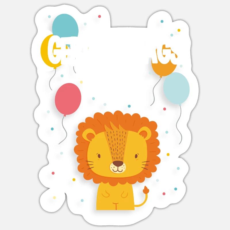 Geburtstagskind Geburtstag Kindergeburtstag Löwe - Sticker Größe S (10 x 10 cm) - Mattweiß
