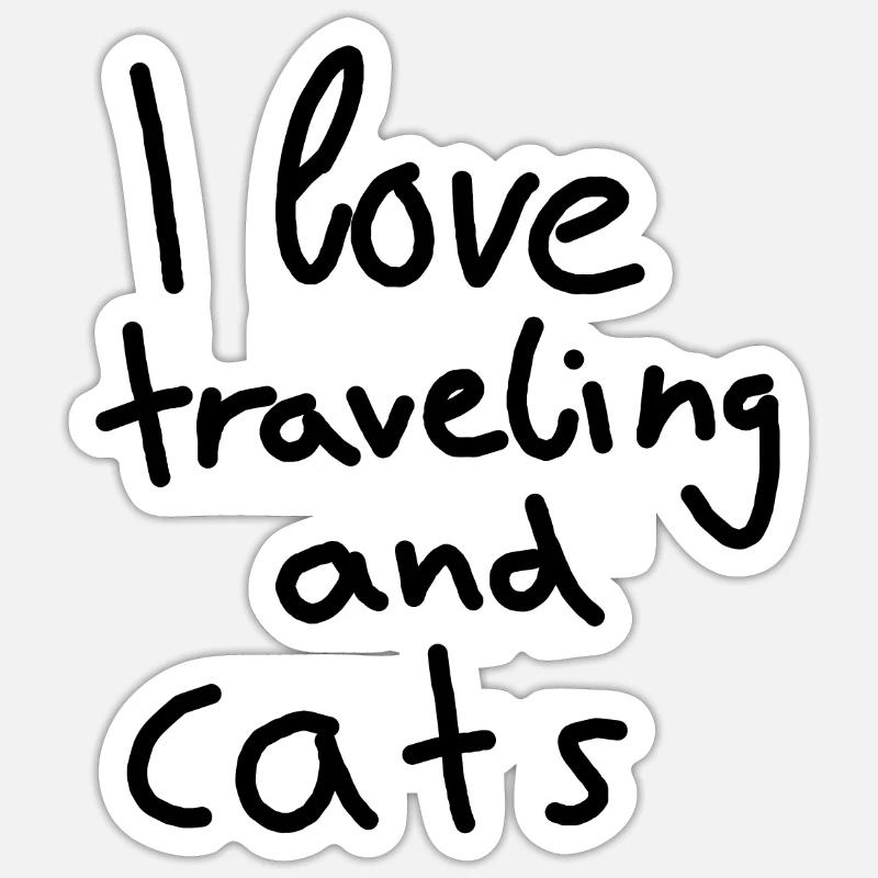 Cher chat et vacances - Sticker taille S (10 x 10 cm) - blanc mat