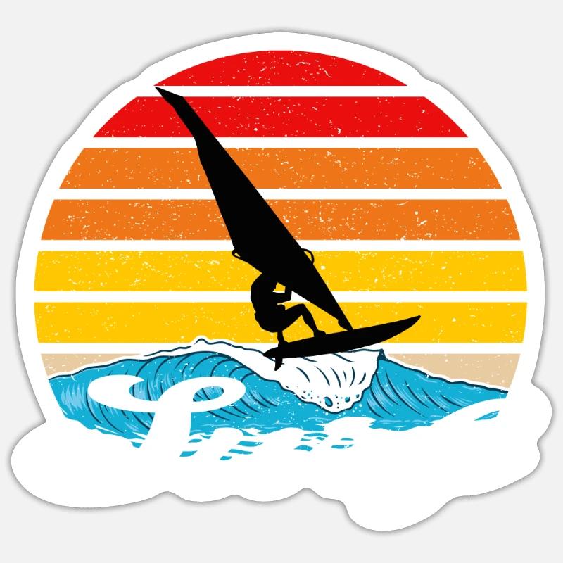 Surfboard windsurfing - Sticker size S (10 x 10 cm) - white matte