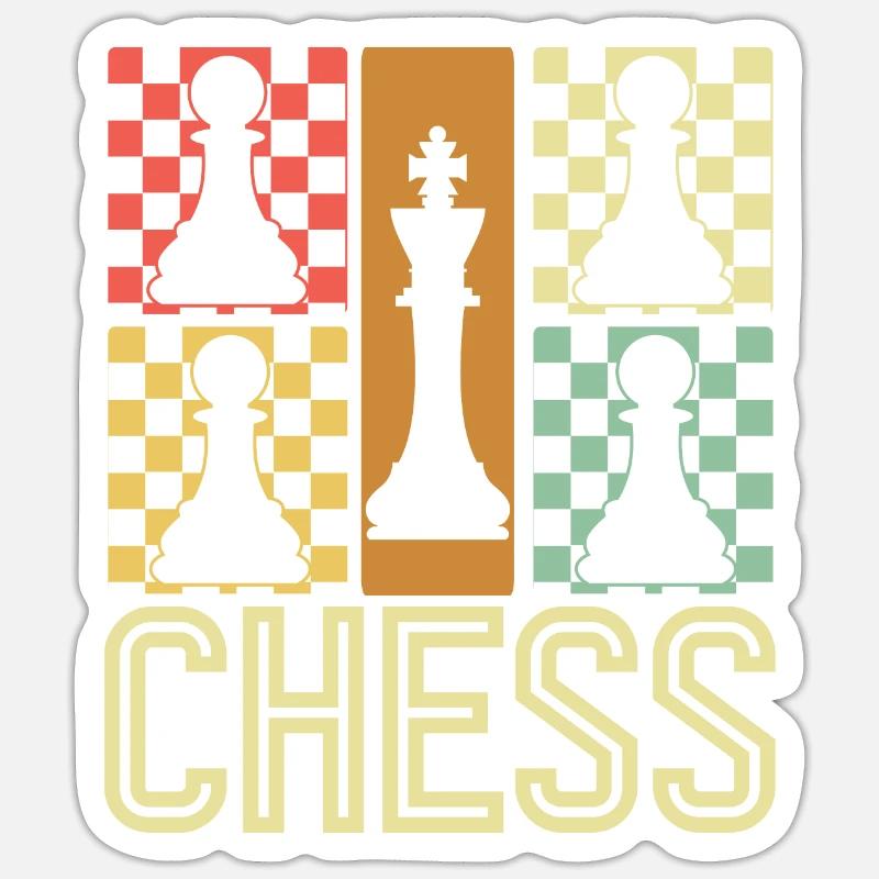 Échecs Chess avec échiquier Sticker taille S (10 x 10 cm)