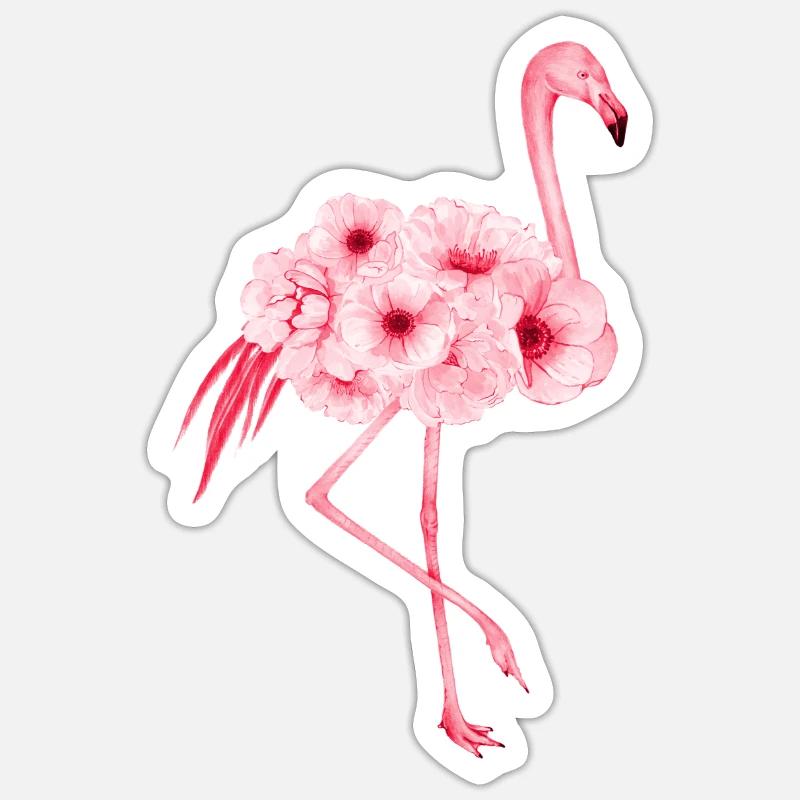 flamant - Sticker taille S (10 x 10 cm) - blanc mat