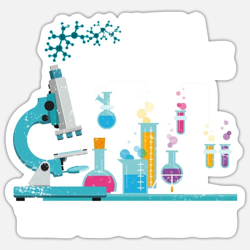 Chimie science sciences naturelles - Sticker taille S (10 x 10 cm) - blanc mat