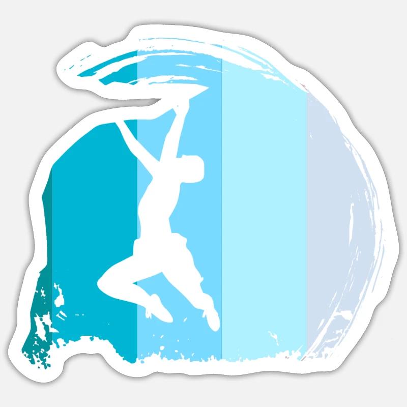 Klettern Kletterer Boulderer Retro - Sticker Größe S (10 x 10 cm) - Mattweiß