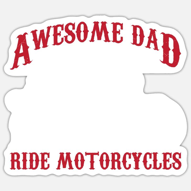 Bärtiger Papa mit Bart Tattoos Motorradfahrer - Sticker Größe S (10 x 10 cm) - Mattweiß
