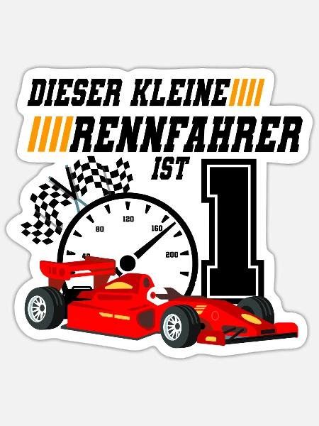 1. Geburtstag Rennfahrer - Sticker Größe S (10 x 10 cm) - Mattweiß