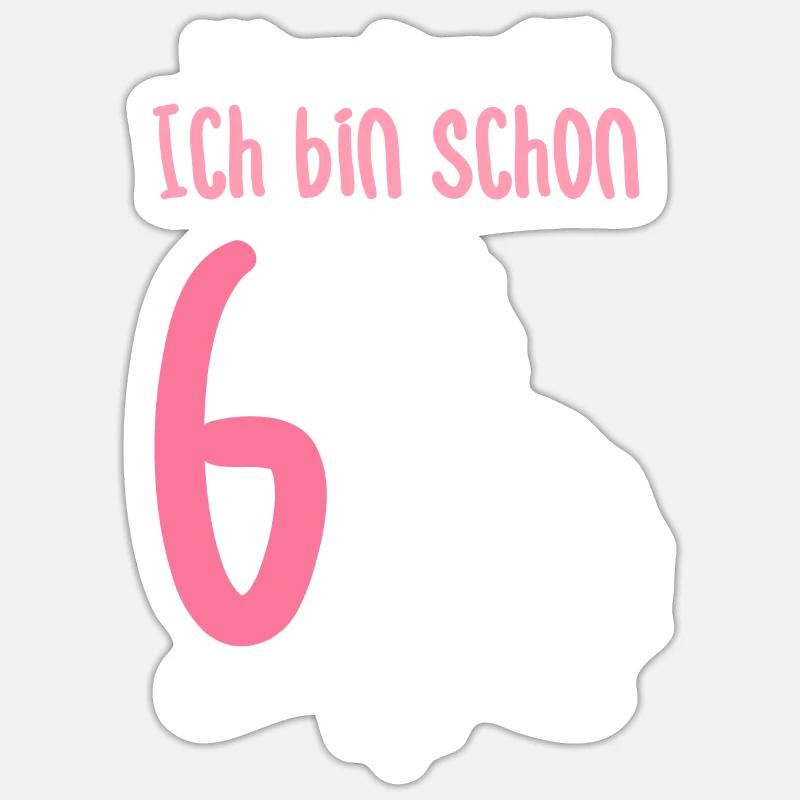 Pferde Geburtstagsshirt 6 Jahre Mädchen Sticker Größe S (10 x 10 cm)