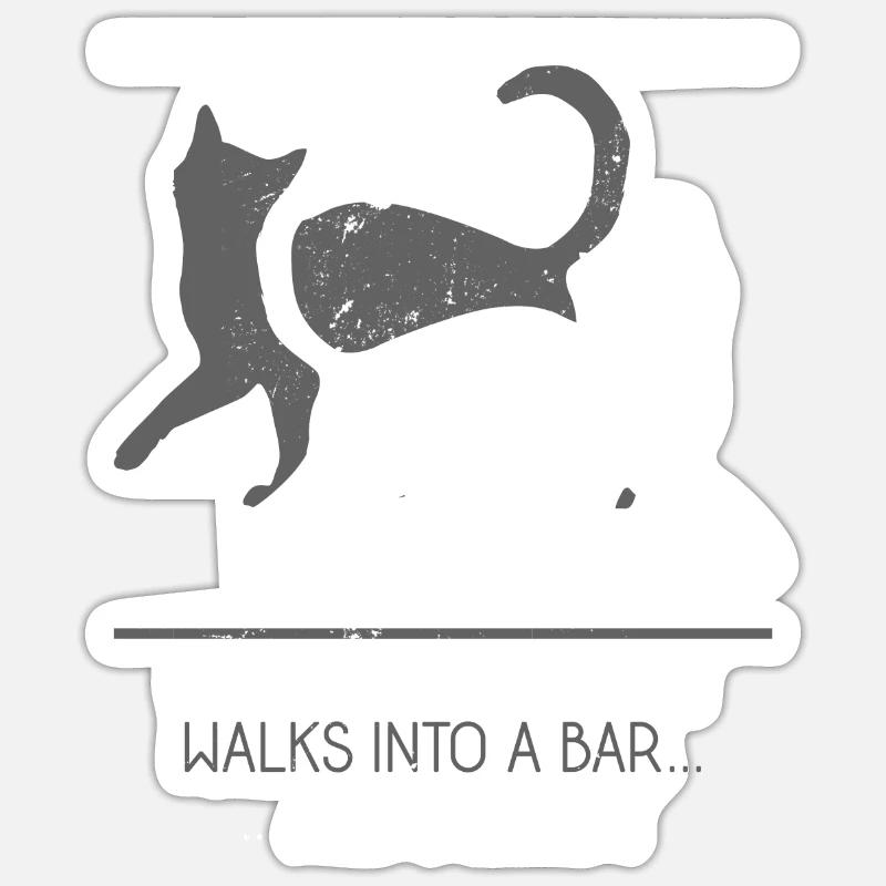 Chat de physique - Sticker taille S (10 x 10 cm) - blanc mat