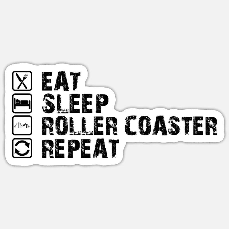Roller Coaster parc d'attractions idée cadeau de montagnes russes - Sticker taille S (10 x 10 cm) - blanc mat