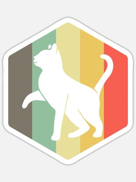 Katze Retro verrückte Katzendame - Sticker Größe S (10 x 10 cm) - Mattweiß