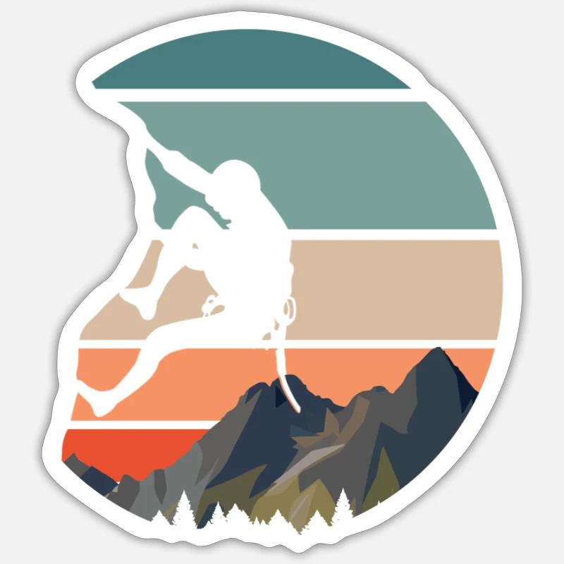 Vintage boulderer boulder gift - Sticker size S (10 x 10 cm) - white matte