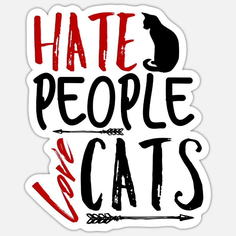 Ich hasse Menschen Katze - Sticker Größe S (10 x 10 cm) - Mattweiß