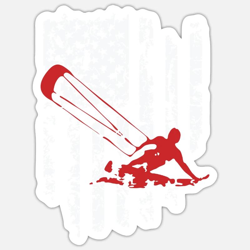 kite surf - Sticker taille S (10 x 10 cm) - blanc mat