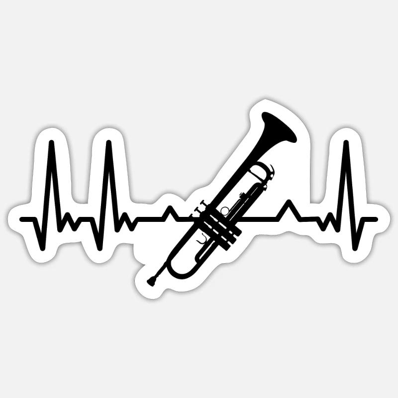 Trompete Herzfrequenz Leidenschaft Herz Geschenk Sticker Größe S (10 x 10 cm)