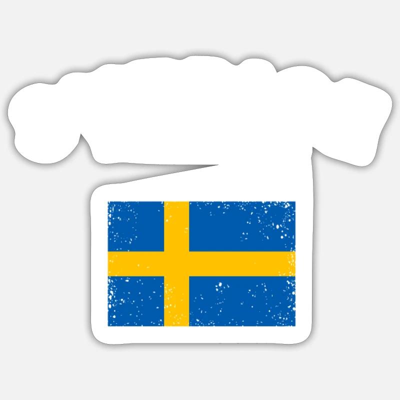 Suède drapeau suédois Drapeau - Sticker taille S (10 x 10 cm) - blanc mat