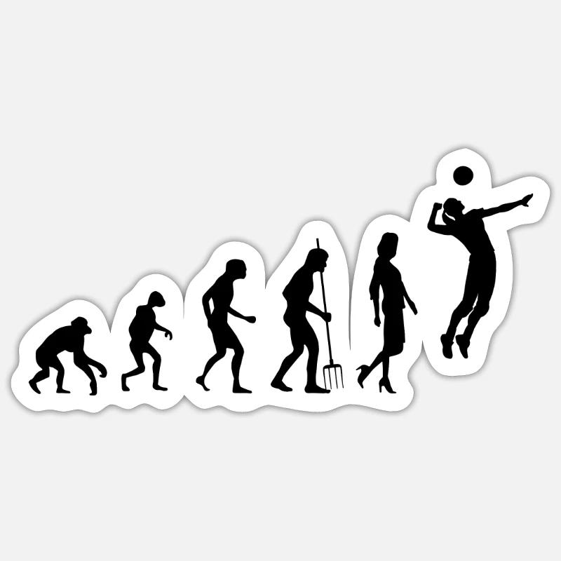 Faustball Athlet Evolution Fistball Faustballerin - Sticker Größe S (10 x 10 cm) - Mattweiß