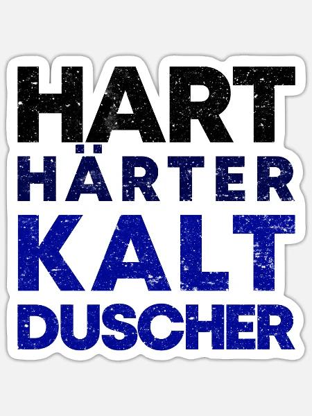 Kaltduscher Hart Männlich Kalt Duschen Geschenk - Sticker Größe S (10 x 10 cm) - Mattweiß