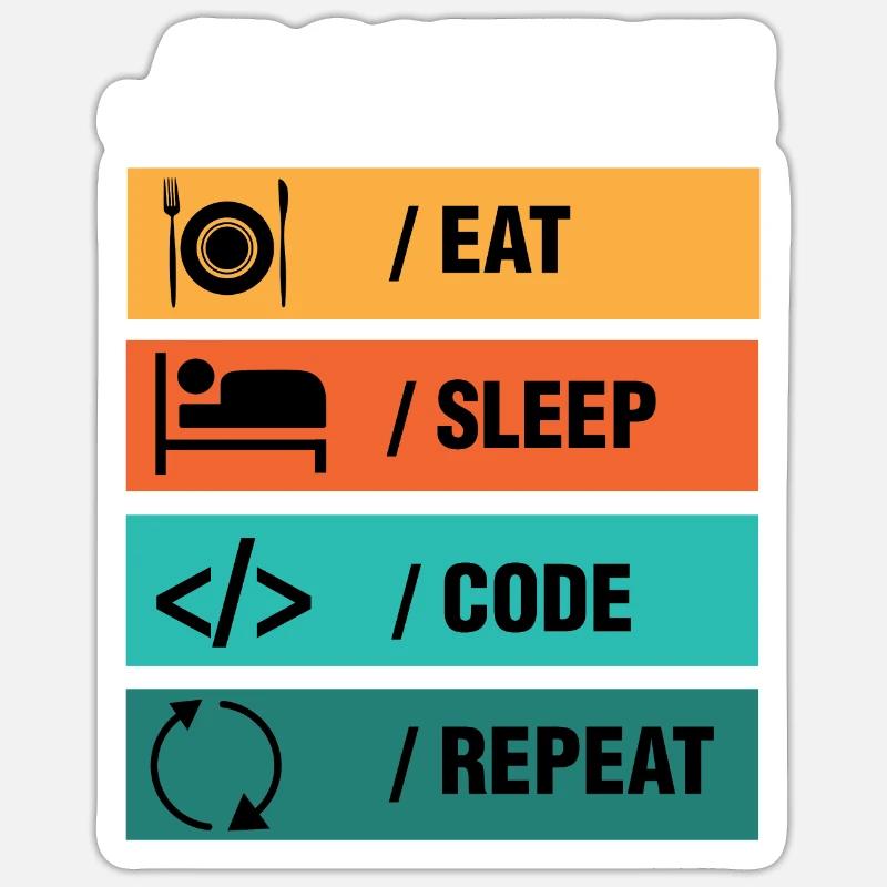 Eat Sleep Code Repeat Programmierer Sticker Größe S (10 x 10 cm)