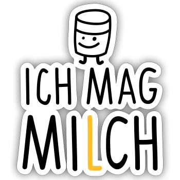 Ich mag Milch (b) - Sticker Größe S (10 x 10 cm) - Mattweiß - Vorne