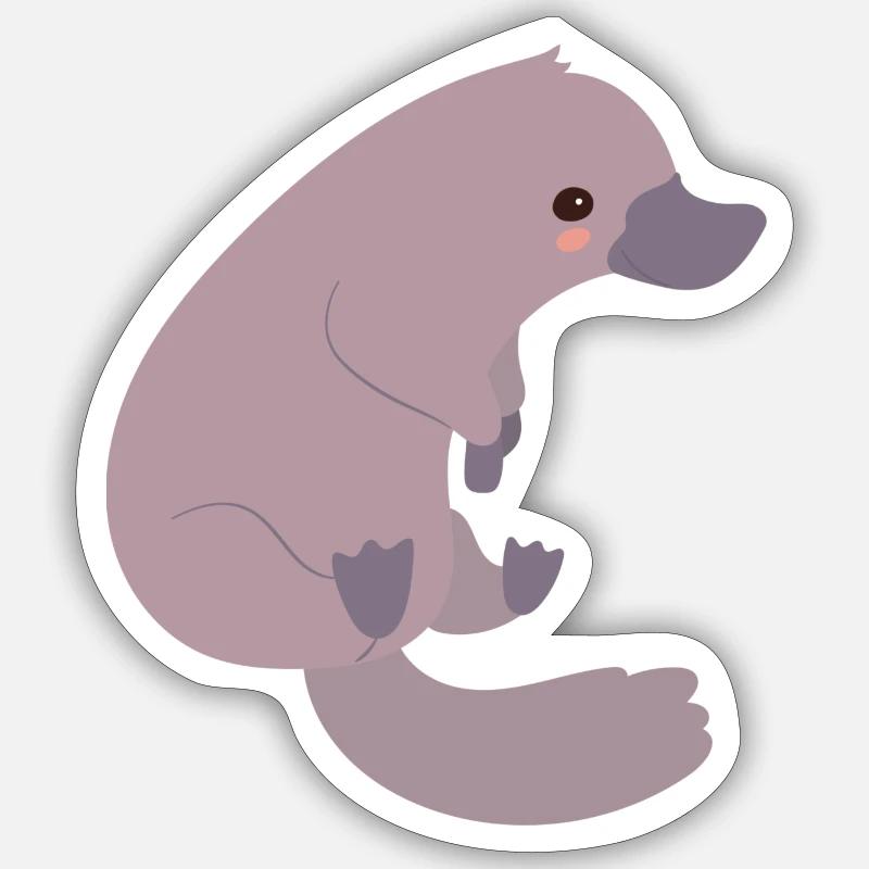 ornithorynque - Sticker taille S (10 x 10 cm) - blanc mat