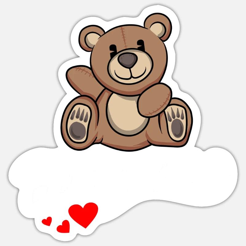 Bärchen Teddybär Bär Valentinstag Geschenk - Sticker Größe S (10 x 10 cm) - Mattweiß