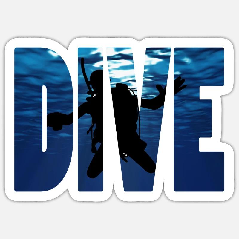 Plongée, Diver - Sticker taille S (10 x 10 cm) - blanc mat