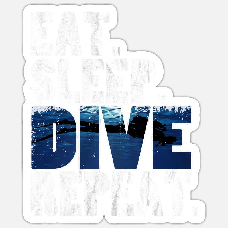 Diving, Dive, Diver - Sticker size S (10 x 10 cm) - white matte