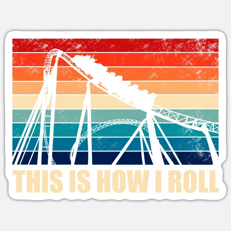 Achterbahn Roller Coaster Freizeitpark Rollercoast Sticker Größe S (10 x 10 cm)