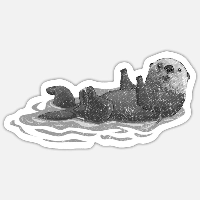 Forêt de loutres - Sticker taille S (10 x 10 cm) - blanc mat