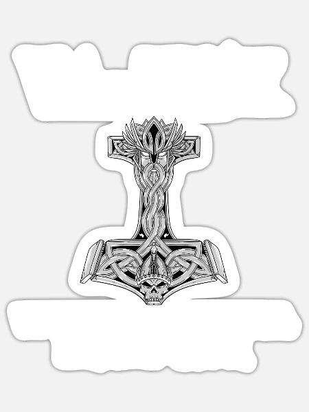 Va-Thor Vater Thor Vatertag Wikinger Papa Geschenk - Sticker Größe S (10 x 10 cm) - Mattweiß