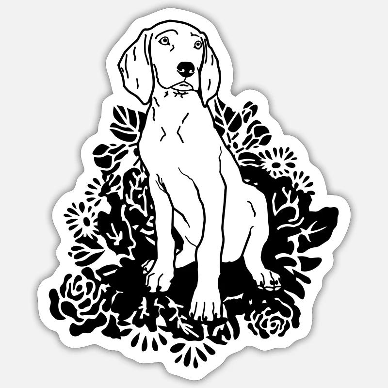 Fleur de chiot braque de Weimar - www.dog-power.nl © - Sticker taille S (10 x 10 cm) - blanc mat