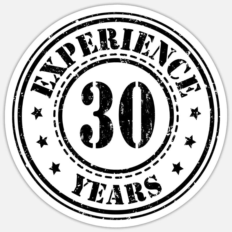 30 ans d'expérience Sticker taille S (10 x 10 cm)