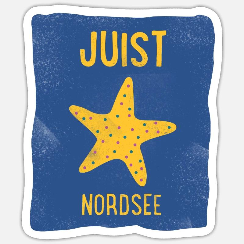 Juist mer du nord mer étoiles plage maritime plage de vacances beach - Sticker taille S (10 x 10 cm) - blanc mat