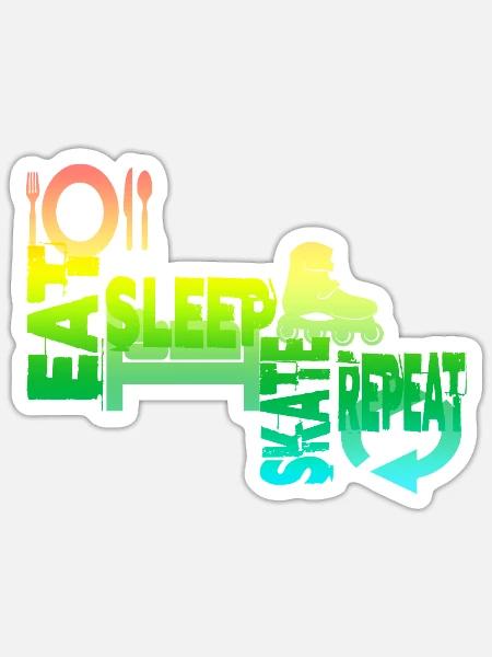 Skater Eat Sleep Skate Wiederholen Sie das Skaten - Sticker Größe S (10 x 10 cm) - Mattweiß